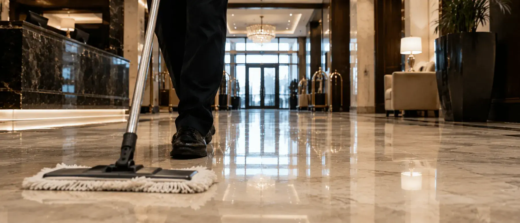 Professional commercial floor cleaning crew in Central Florida